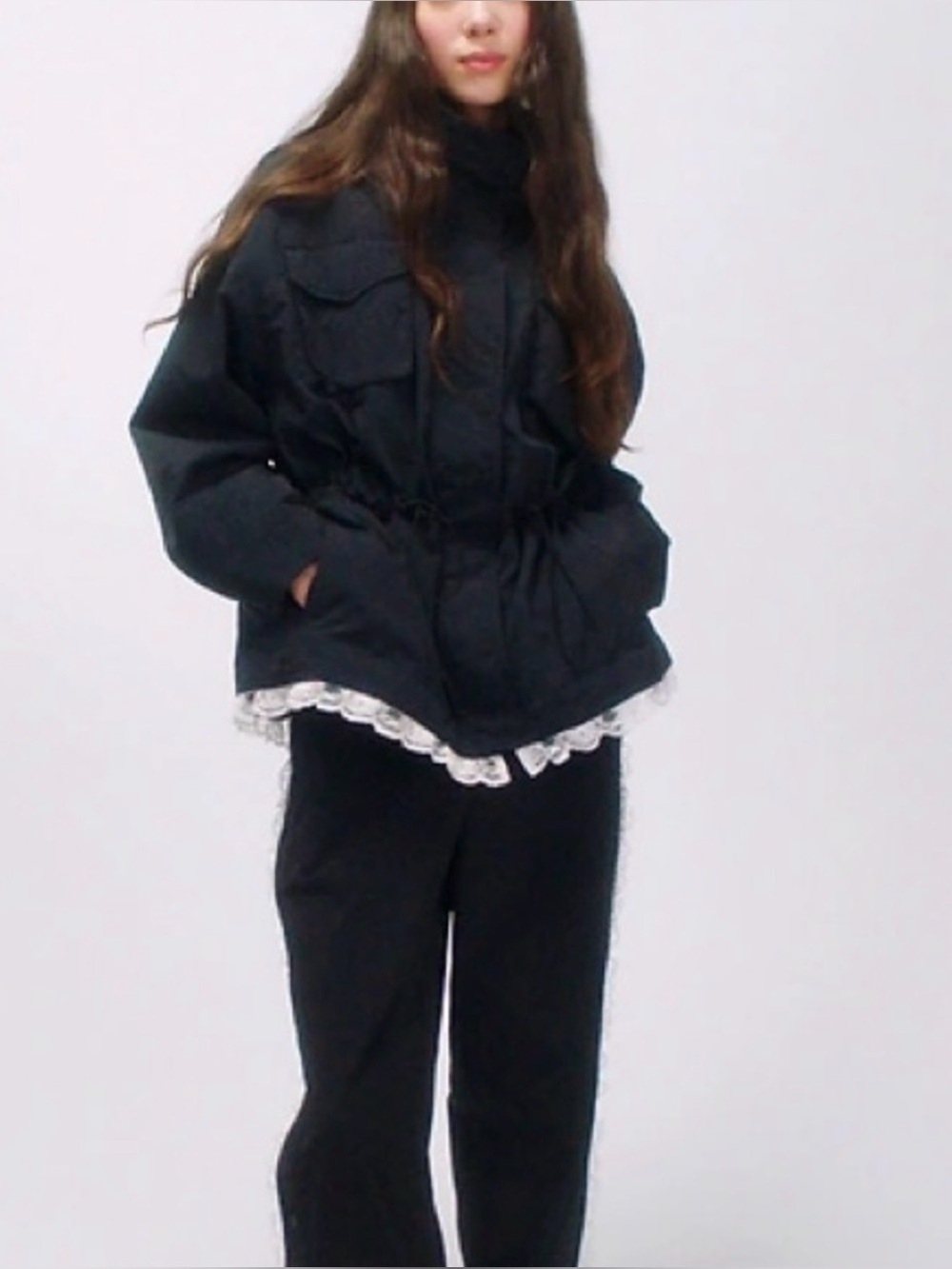 Gap x Sandy Liang Lace-Trim Cinched Jacket